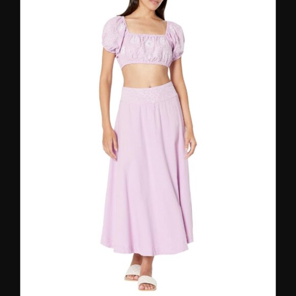 NWT Free People Lotus Crop Top Maxi Skirt 2 Piece Set Purple Orchid White $168.0 - Picture 9 of 13